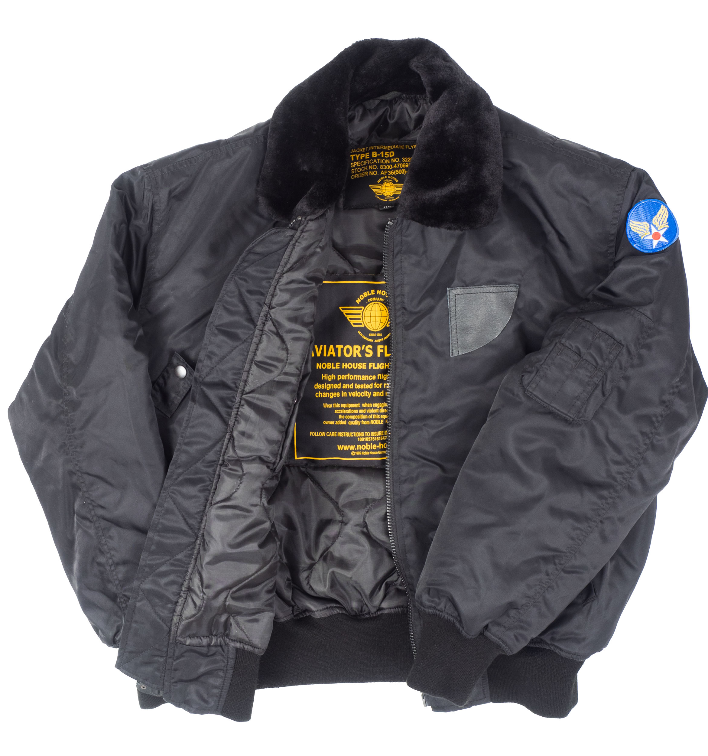 Noble House Company | B-15 Nylon Bomber Jacket: Black | Purchase Online